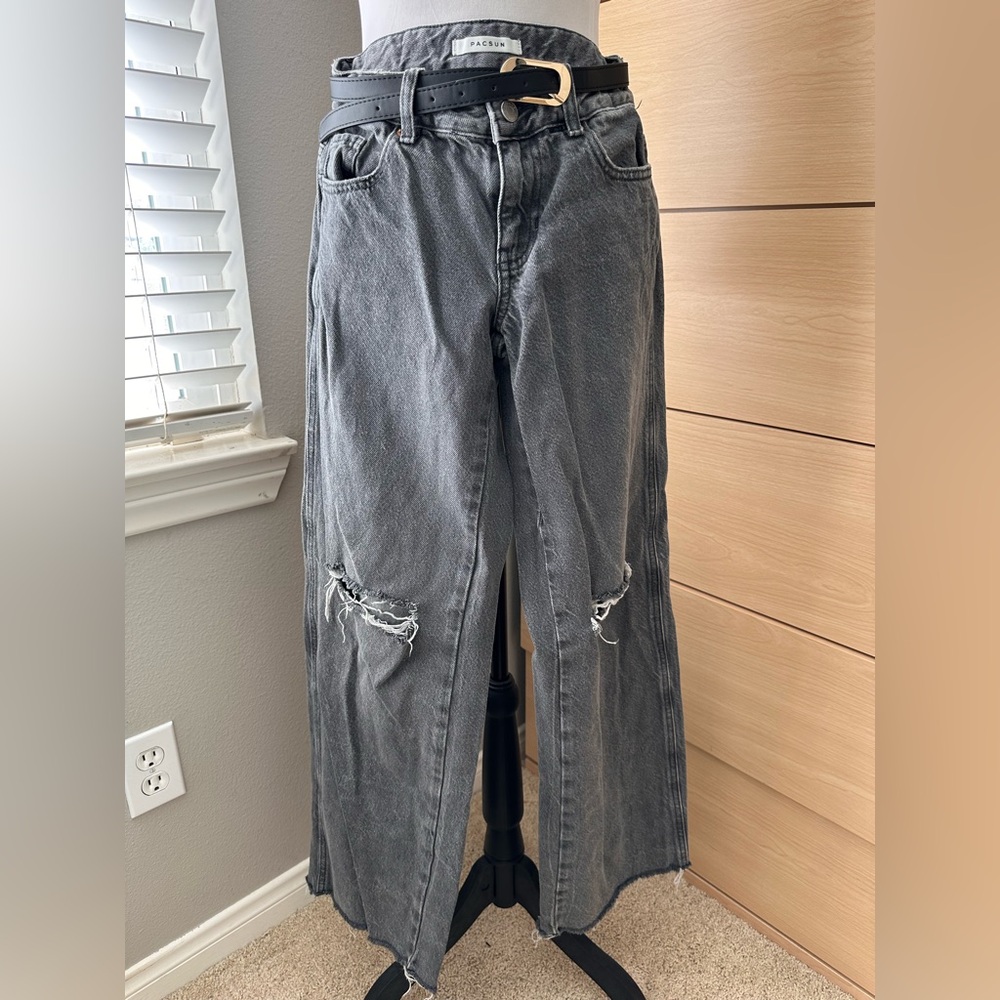 PacSun Black Distressed Women's Jeans-Low Rise Baggy